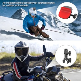 Motorcycle Mount Clamp with 1/4" Interface,Handlebar Clip and Flexible Adhesive Mount Base for Insta360 X4 X3/DJI Action 5 Pro 4 3,Compatible with GoPro Hero 13 12 11 10 9 8 7