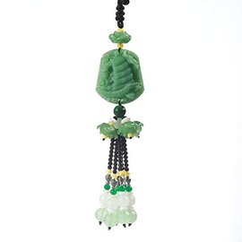 FengshuiGe Chinese Traditional Style Green Crystal Hanging Decoration House Door Window Charm Hanging Pendant Amulet Pray for Luck Safety (Smooth Sailing)