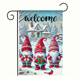 BlissYard Christmas Gnomes Garden Flag 12x18 Double Sided Vertical Gnome Cardinal Outdoor Decorative Flag for Outside Xmas Farmhouse Flag Winter Christmas Holiday Yard Lawn Garden Banner