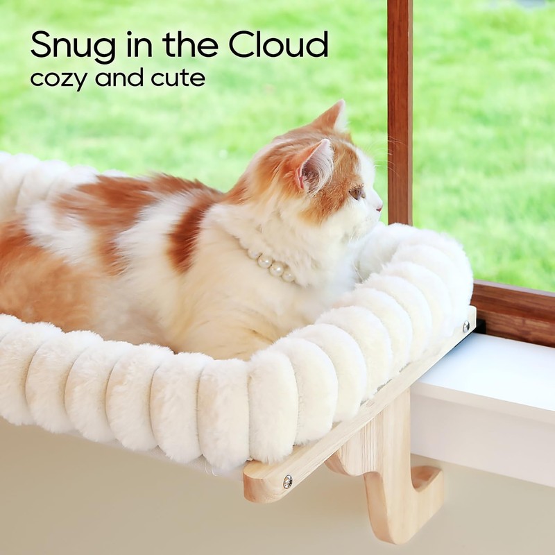 Zakkart SnugCloud Cat Window Perch with 4-Sided Bolster - Orthopedic