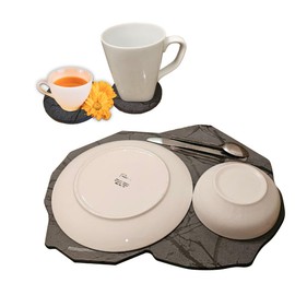 Stone Dish Drying Mat with Cup Holders - Drying Stone for Kitchen counter - Stone Drying Mat for Kitchen Counter - Diatomaceous Earth Dish Drying Mat