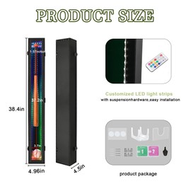 Grintus Baseball Bat Display Case Wood Frame with Colorful LED Light Holder Rack Cabinet with UV Protection-Lockable Acrylic Door- Black