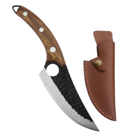 XYJ FULL TANG 6 Inch Stainless Steel Boning Knife Chef Fishing Knives Carry Leather Sheath Outdoor Cooking Knives Meat Butcher Knife For Camping Kitchen or Outdoor BBQ