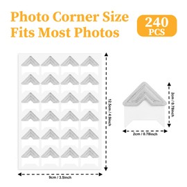 240 Pcs Photo Corners Self Adhesive Picture Corners Gold Silver Photo Mounting Corners for Scrapbooking, Photo Album, Picture Frames, Journal