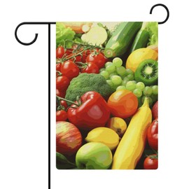 Garden Flags12.6x18.5 Inch Double Sided Fresh Vegetables Fruits Printed Yard Flags Garden Flags for Outside Decorative Garden Flags for Outside Yard Decoration