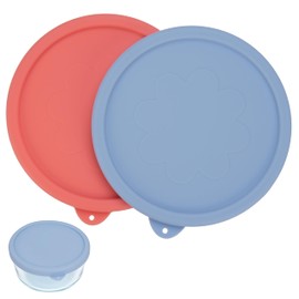 LUVCOSY 4 Cup Round Silicone Storage Cover Lids Replacement for Anchor Hocking and Pyrex 7201-PC Glass Bowls (Container not Included) 2 Pack Light Red & Purple
