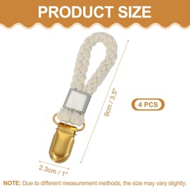 sourcing map 4 Pcs Tea Towel Clips with Cotton Loop for Hanging, 3.5 Inch Metal Towel Hooks Multipurpose Cloth Hangers for Home Kitchen Bathroom, Beige