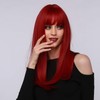 Red Long Straight Wig, 47cm Wigs Red Wigs with Bangs