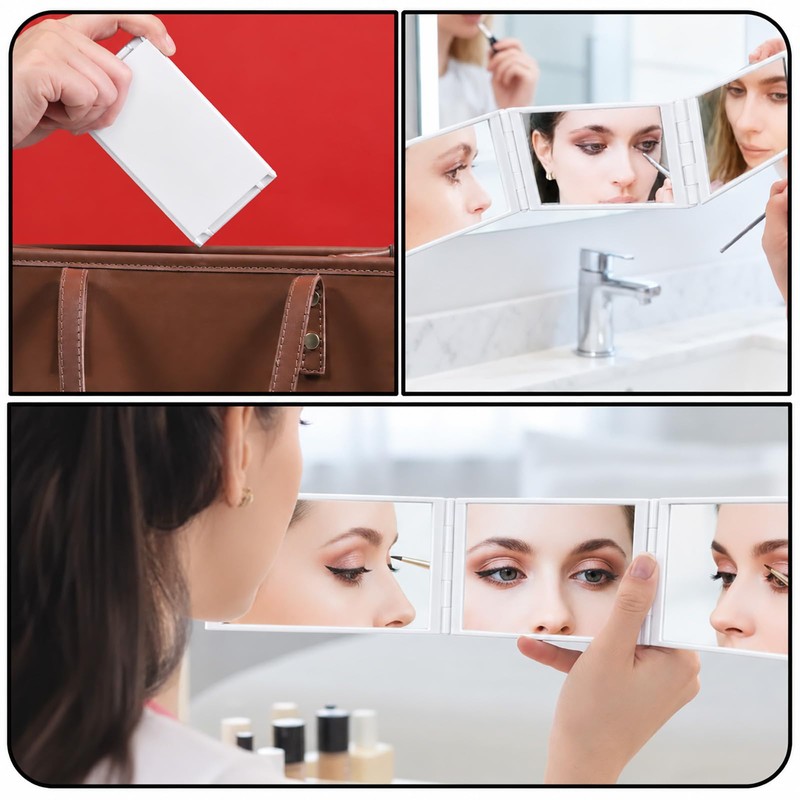 4 Way Mirror Foldable Makeup Mirror Portable 360 Degree Handheld