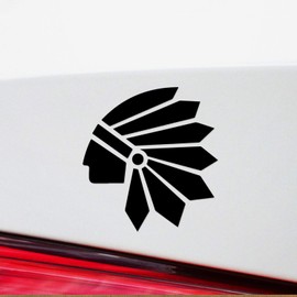 Decal Stickers of Native American Chief in Headdress 2 (Black) (Set of 2) Luxury Weatherproof Vinyl Decal Stickers for Laptop Desktop Smartphone Car Dirt Bike Wall Room Mason Jar - ANDstic838492BL