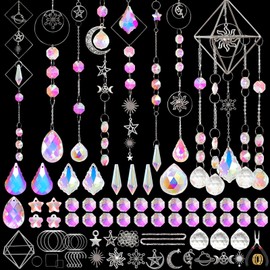 ASTNIC Crystal Sun Catcher Hanging DIY Craft Sets Sun Catcher with Chain Star Sun Pendant Crystal Ball Prism Rainbow Maker Ornament for Window Home Indoor Outdoor Garden Party Decoration (Silver)
