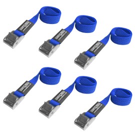 Straps & Buckles - Cinch Tie Down CAM Cargo Utility Lashing Straps - 1" Wide Heavy Duty Webbing (24" LWCAM - 6 PK, Blue)