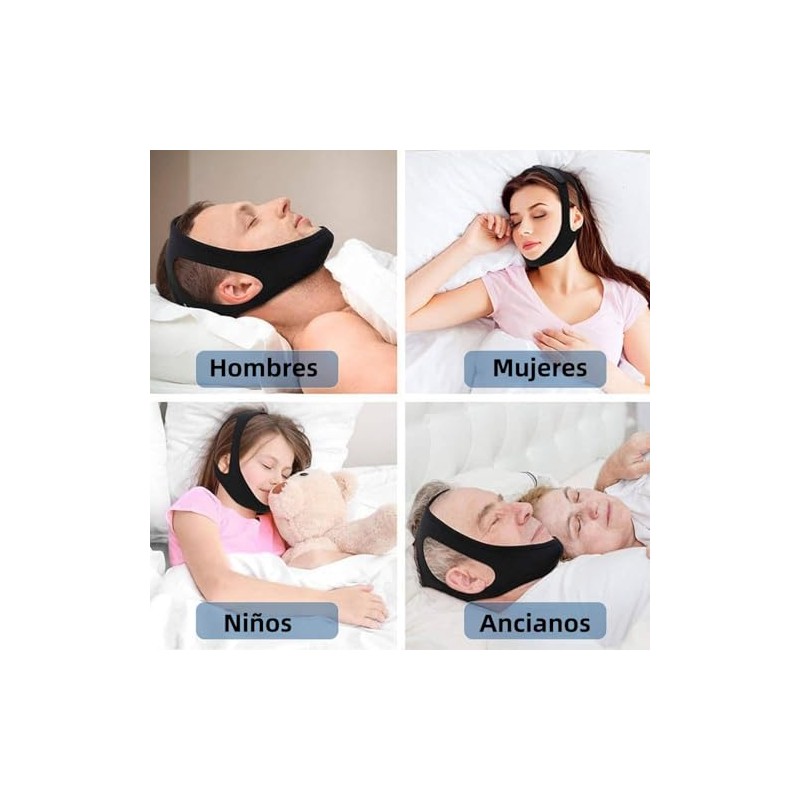 Correa de Barbilla Antirronquidos Ajustable para Hombres Mujeres