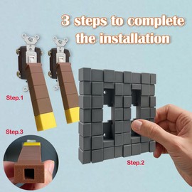 PixelSculpt Decorative Light Switch Cover Plate, Toggle Rocker Light Plate Cover, Gaming Pixel Design, Gray with Yellow Torch, for Kids Boys Girls Rooms Deocr Gifts (2 Gang Double Toggles)