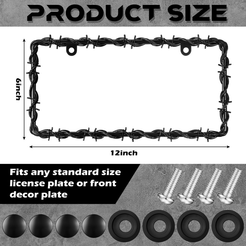 MorningRo 2 Pcs Universal License Plate Frame Plastic Barbed Wire