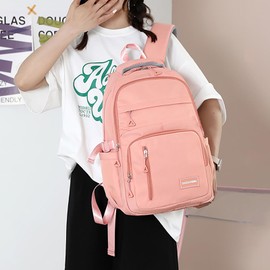 QUINTRA Korean Version of Nylon Cloth School Bag Girls Simple Large Capacity Primary School Backpack Female Fashion Campus Junior High School Backpack Backpacks Ladies Elegant Small, orange, One Size