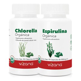 Espirulina Y Chlorella Orgánica En Capsula Pack 90 C/u