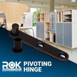 Rok Hardware Center Pivoting Hinge, Hidden Door Kit, Pivot Hinges for Cabinet Doors, Statuary Bronze Finish - SH1602L