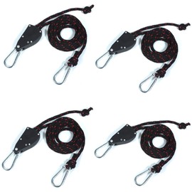 Tent Rope, Turf Rope, Ratchet Mechanism, Carabiner, Easy and Fun Ropework, Thick 0.2 inch (6 mm), Rope, Universal Hardware, Camping Rope, Tent Guy Rope, Parachord, Rope Tensioner (4 Pieces)