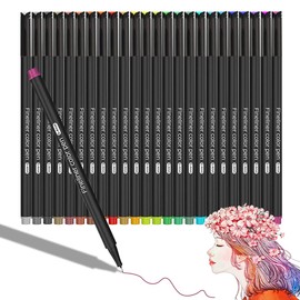 Surcotto Fineliner Pens, 24 Colour Fine Point Pens Set 0.4mm Fine Tip colouring pens for Sketch Writing Drawing