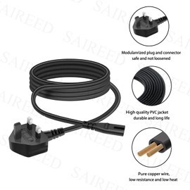Power Cable Plug Replacement for JBL Bar 300 1000 800 500 700 1300 Bar 2.0 Soundbar Speaker UK Mains Power Lead Figure 8 AC Cord