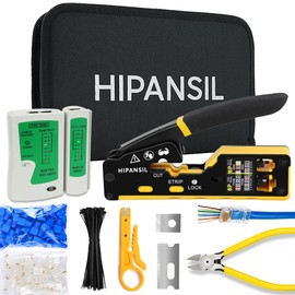 RJ45 Crimp Tool, Ethernet Crimper Tool Kit With CARRYING CASE, All-In-One Pass Through Network Cable Tool For Cutting, Stripping, Crimping Cat5 Cat6 RJ45 RJ11 RJ12 – Ideal For Home DIY, IT Technicians