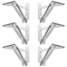 FUNSUEI 6 PCS 13.45 x 4.4cm Lift Up Flap Top Hinge, Sofa Bed Lifting Hinges, 80 Degree Cabinet Hinge, Steel Spring Hinges Folding Lift Up for Wardrobe, Cupboard, Furniture