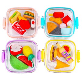OFFCUP Fruit Erasers, 20pcs Plastic Pencil Erasers, 4 Box of Cute Children's Erasers, Lovely Gourmet Pencil Erasers and Eraser Sets, Suitable for Learning, Painting, Playing and Gifts
