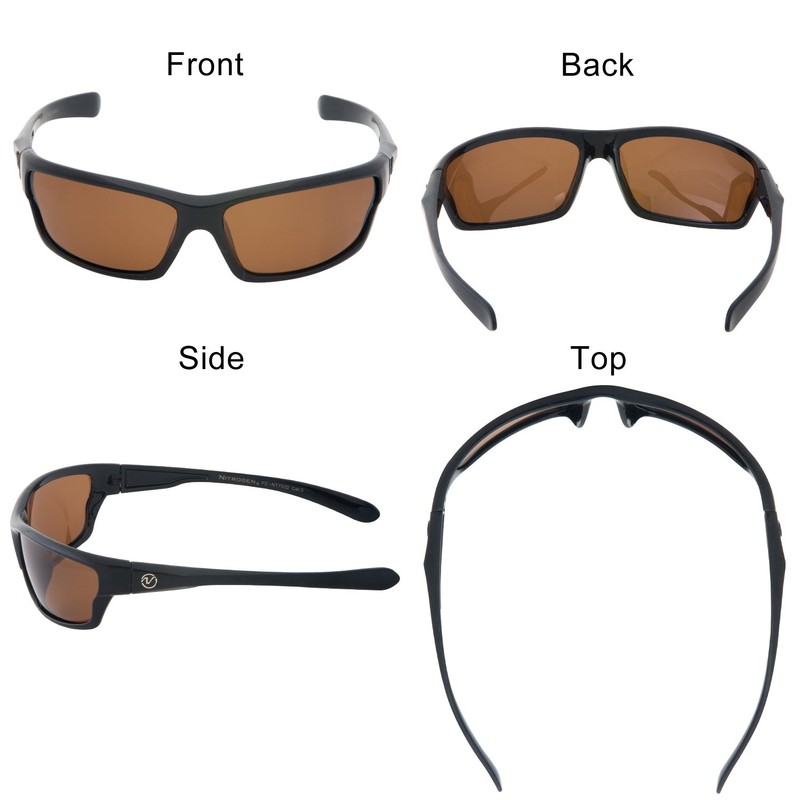 Nitrogen Men's Rectangular Sports Wrap 65mm Polarized Sunglasses (Black with