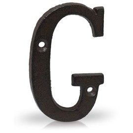 Basic Fundamentals 3-Inch Cast Iron Letters for Wall and Mailbox - Letter G - Industrial Design Mailbox Letters for Address Sign and House Decor - Black Brown