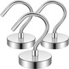 FINDMAG Pack of 3 Extra Strong Magnetic Hooks, Silver, 40