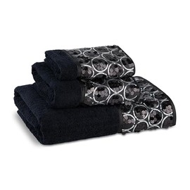 Zahari Home Sinatra 3 Piece Bathroom Towel Set Bath Towel Hand Towel Wash Cloth Absorbent, Black
