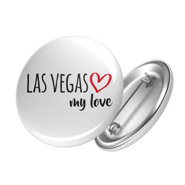 Huuraa Las Vegas My Love Button Badge Size 25 mm for All Las Vegas USA Fans Gift Idea for Friends and Family