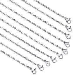 Teaaha 10 PCS Stainless Steel Necklace Chain, Chain for Jewellery Making Stainless Steel Necklace Chains Stainless Steel Chain Bulk Necklace Extender for Jewelry Making DIY Supplies (17.7'')