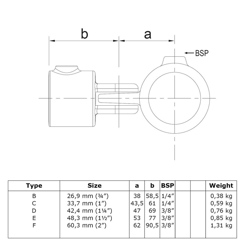 Pipe Connector Type 44 Joint Piece Simple Diameter 48.3 mm