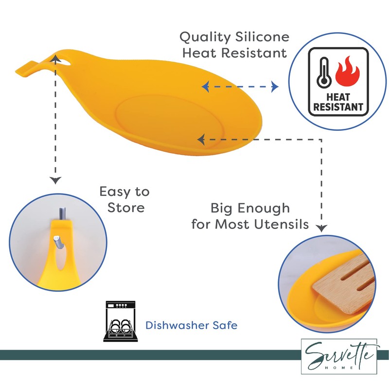Silicone Spoon Rest for Kitchen Spoon Holder - Yellow
