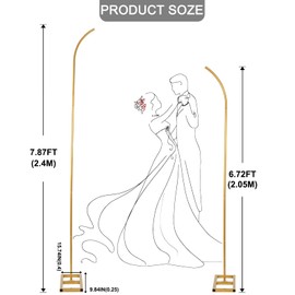 Liacere Wedding Arch Stand - Set of 2 Gold Curved Top Arch Backdrop Stand Wedding Arches for Ceremony Birthday Anniversary Baby Shower Floral Stand Background Decoration (Gold,7.8FT & 6.7FT)
