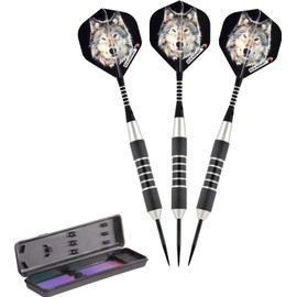Elkadart Lone Wolf Steel Tip Darts with Storage/Travel Case, 23 Grams