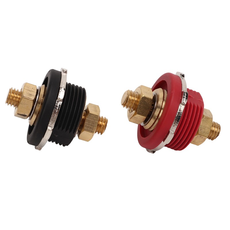 2PCS 3/8in Thru Panel Battery Terminal 250A Black Red Universal