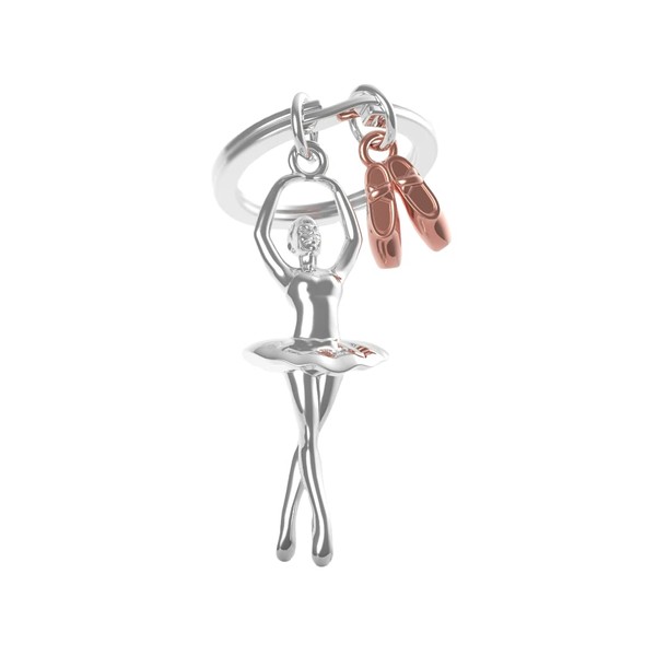 Metalorphose MTM220-02 Keyring Dancer with Slippers, Silver, Rose Gold, One