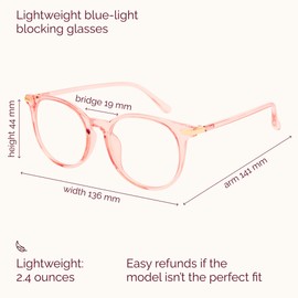 Gaoye Blue Light Blocking Glasses, Retro Round Eyewear Frame Anti Eyestrain Computer Glasses for Women Men - GY1688 (Pink Frame/Transparent Lens)