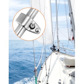 QWORK Marine Grade 316 Stainless Steel 1-Inch Tube Jaw Slide Clamp for Boat Bimini Tops and Awnings, Ellipse Clip Design with Side Locking Screw - Pack of 2