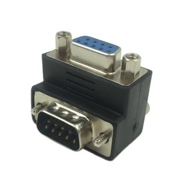 CERRXIAN 90 Degree DB9 9 Pin RS 232 Male to Female Serial Gender Changer Extension Cable Converter Adapter Coupler