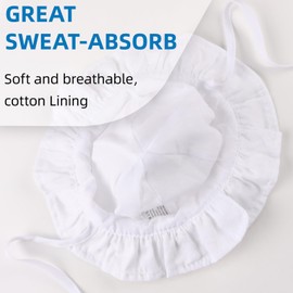XIAOHAWANG Summer Hat Baby Girl UV Protection Sun Hat Baby Summer Hats Cotton with Bow and Ties, White embroidery