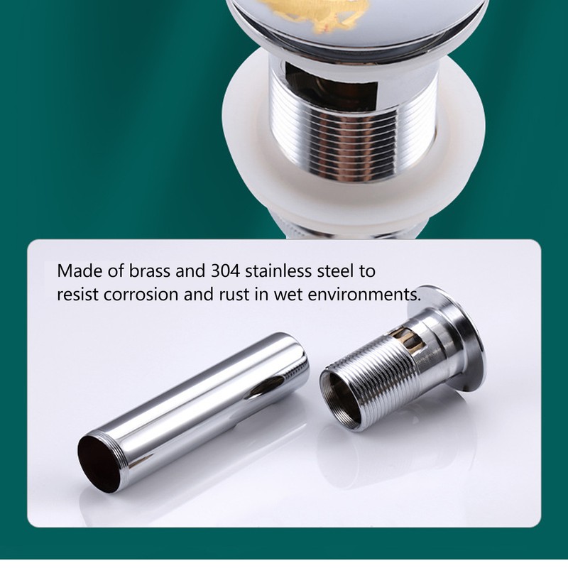 Bathroom Basin Sink Drain Brass Stainless Steel Pop Up Draining