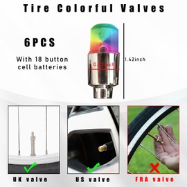 Augeny - 6 luces LED para válvula de neumático, luces de luz de neón con destello de radios de neón, válvula de neumático, tapa de polvo impermeable, accesorios para coche, camión, motocicleta,