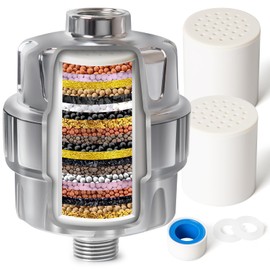 Shower Filter, 20 Stage Shower Head Filter for Hard Water, High Output Shower Water Filter to Remove Chlorine, 2 Cartridges Included