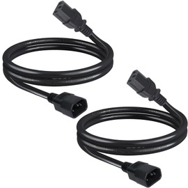 Power Cable C14 to C13 0.5M Short Extender for Kettle Lead PC Computer Monitor C13 C14 Iec Power Cable 50cm Cords(2 Pack)