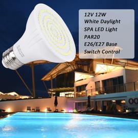 TCEUMIK 12V 12W White SPA Light for Hot Tub, Hot Spring, In-ground SPA, Underwater Swimming Pool 12VDC Input Daylight White LED Bulb E26 Base PAR20 Replace for Most Pentair & Hayward Light Fixtures