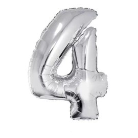 Mylar Numero Globo Metalico Plata Grande 82cm Decoracion